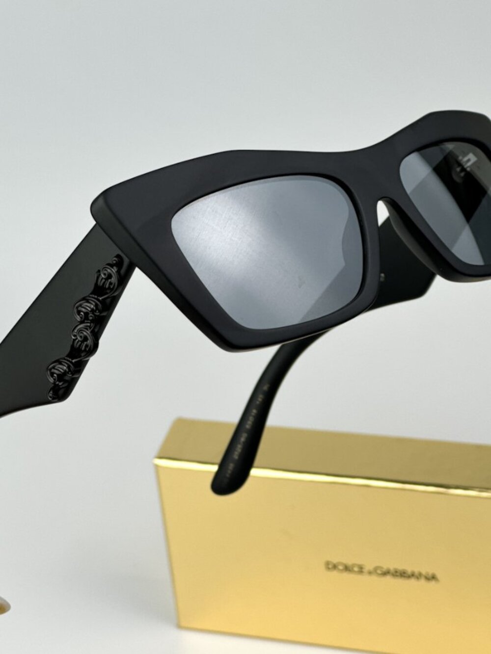 DOLCE&GABBANA DG4435 25256G MATTE BLACK CAT EYE SUNGLASSES